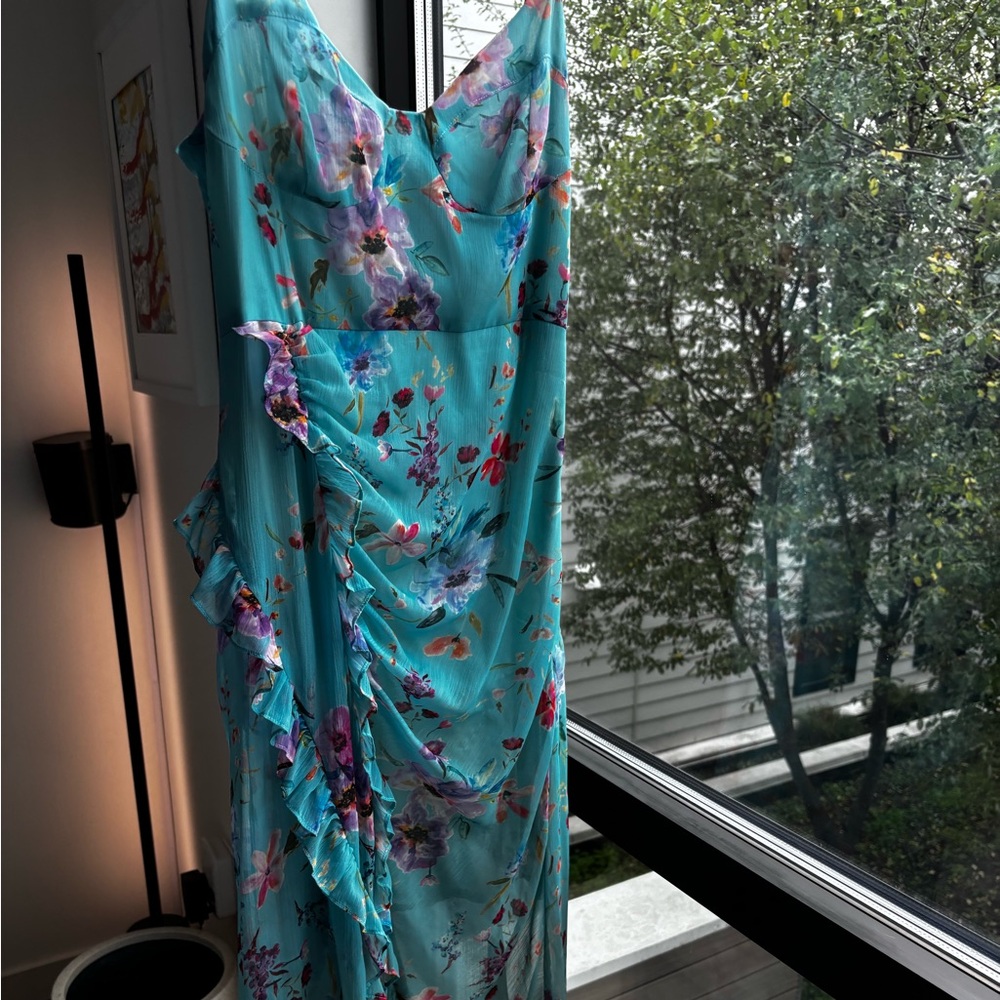 Rays for Days Clementine Midi Dress – Revolve – Turquoise Sea Floral – M